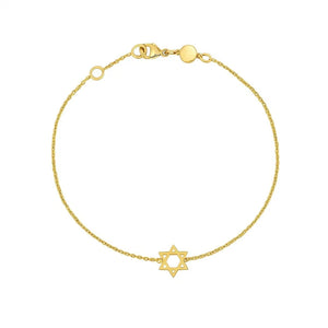 14k Yellow Gold Star of David Bracelet