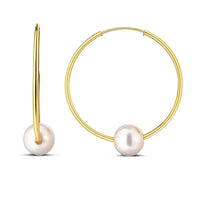 14k Yellow Gold Round Endless Pearl Earring(1x25mm)