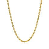 14K Yellow Gold Hollow Diamond Cut Rope Chain (3.2 mm) thumbnail 5
