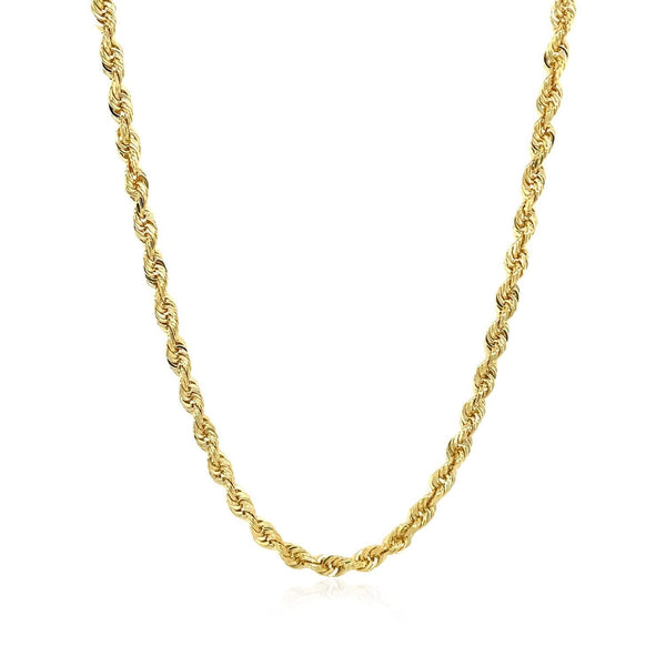 14K Yellow Gold Hollow Diamond Cut Rope Chain (3.2 mm)