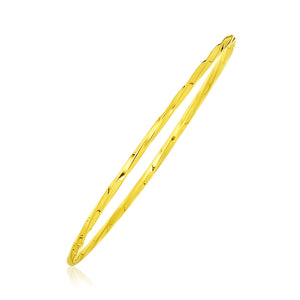 14k Yellow Gold Thin Twisted Shiny Bangle (2.50 mm)