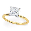 10K yellow gold ring with princess-cut diamond center stone