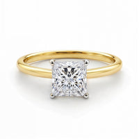 1.50Ct Princess Lab Grown IGI G/VS1 Diamond Ring in 10K Yellow Gold