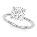 10K white gold ring with cushion cut diamond solitaire center stone