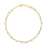 14k Two Tone Gold High Polish Diamond Cut Link Chain Bracelet (3.20 mm) thumbnail 2