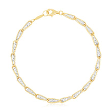 14k Two Tone Gold High Polish Diamond Cut Link Chain Bracelet (3.20 mm)