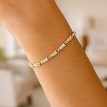 14k Two Tone Gold High Polish Diamond Cut Link Chain Bracelet (3.20 mm)