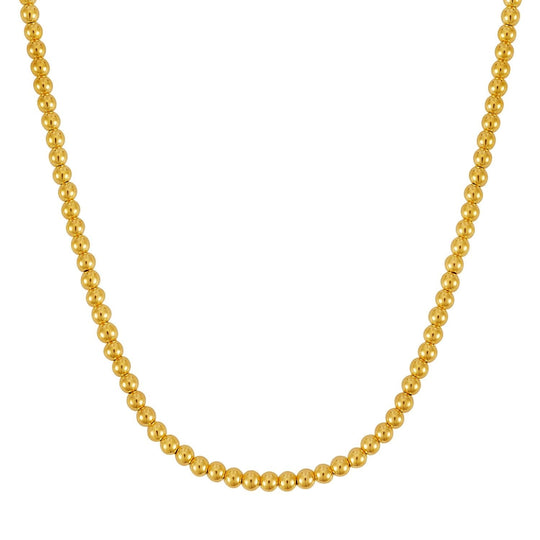 14K yellow gold bead chain necklace with 5mm polished round links