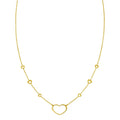 14K yellow gold open heart station necklace with heart-shaped cutout pendants