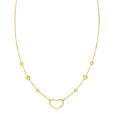 14K Yellow Gold Open Heart Station Necklace thumbnail 1