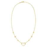 14K Yellow Gold Open Heart Station Necklace thumbnail 2