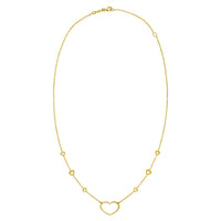 14K Yellow Gold Open Heart Station Necklace