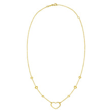 14K Yellow Gold Open Heart Station Necklace