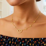 14K Yellow Gold Open Heart Station Necklace thumbnail 6