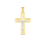 14k Two Tone Gold High Polish Diamond Cut Cross Pendant thumbnail 1