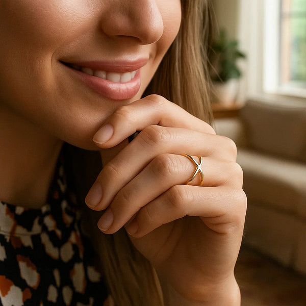 14k Yellow Gold Polished X Profile Ring