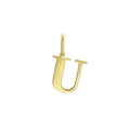14K yellow gold initial U charm pendant with fixed soldered bail