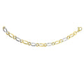 14K two-tone gold interlaced smooth and textured link bracelet, 10.00 mm wide