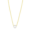 14K yellow gold initial O pendant necklace with pave diamond accents