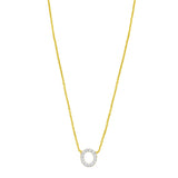 14K Yellow Gold Mini Diamond O Initial Pendant Necklace thumbnail 1