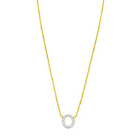 14K Yellow Gold Mini Diamond O Initial Pendant Necklace