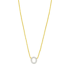 14K Yellow Gold Mini Diamond O Initial Pendant Necklace