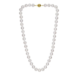 Pearl Necklace with Ball Clasp in 14K Yellow Gold