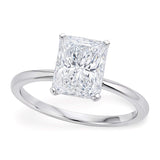 14K white gold ring with radiant lab grown diamond solitaire stone thumbnail 1