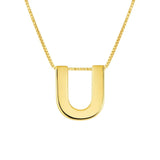 14K Yellow Gold Yours Truly Block Letter Initial U Necklace thumbnail 2
