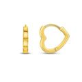14K yellow gold huggie hoop earrings with heart cutout detail