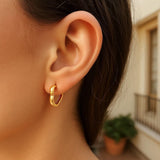 14k Yellow Gold Heart Huggie Hoops thumbnail 3
