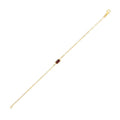 14K yellow gold paperclip bracelet with garnet accent stones