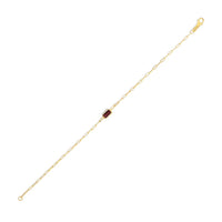14K Yellow Gold Garnet Paperclip Bracelet (1.50 mm)
