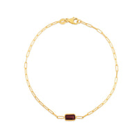 14K Yellow Gold Garnet Paperclip Bracelet (1.50 mm)