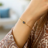 14K Yellow Gold Garnet Paperclip Bracelet (1.50 mm) thumbnail 4