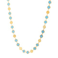 14K yellow gold necklace with alternating 5.00 mm round turquoise stones