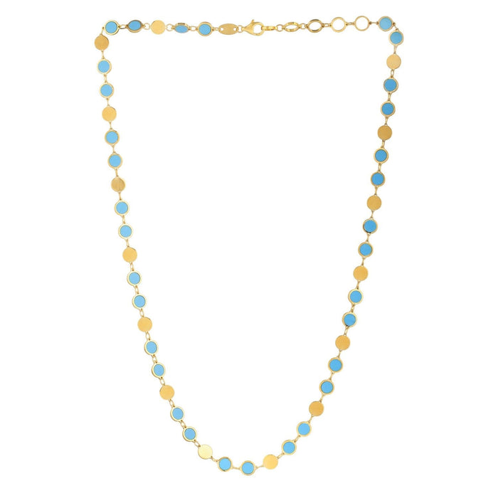 Turquoise Composite Gem Alternating Necklace in 14K Yellow Gold (5.00 mm)