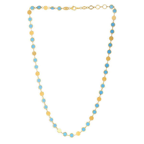 Turquoise Composite Gem Alternating Necklace in 14K Yellow Gold (5.00 mm)