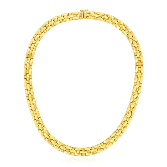 14K yellow gold basket weave necklace with woven interlaced links