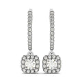 14K white gold ring with cushion diamond stones in a halo setting
