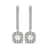 14K white gold ring with cushion diamond stones in a halo setting thumbnail 1