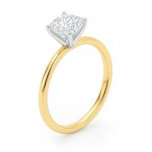1.50Ct Cushion Lab Grown IGI G/VS1 Diamond Ring in 14K Yellow Gold
