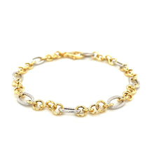 Load image into Gallery viewer, 14k Two-Tone Gold Rope Motif Oval and Round Link Chain Bracelet (8.80 mm)