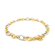 Load image into Gallery viewer, 14k Two-Tone Gold Rope Motif Oval and Round Link Chain Bracelet (8.80 mm)