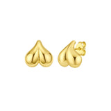14K Yellow Gold Puffed Bubble Heart Stud Earrings thumbnail 1