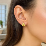 14K Yellow Gold Puffed Bubble Heart Stud Earrings thumbnail 3