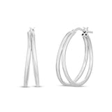 Sterling Silver Double Split Row Hoop Earrings thumbnail 2
