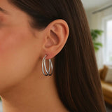 Sterling Silver Double Split Row Hoop Earrings thumbnail 4