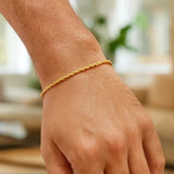 Lite Rope Chain Bracelet in 14k Yellow Gold  (1.50 mm) thumbnail 3