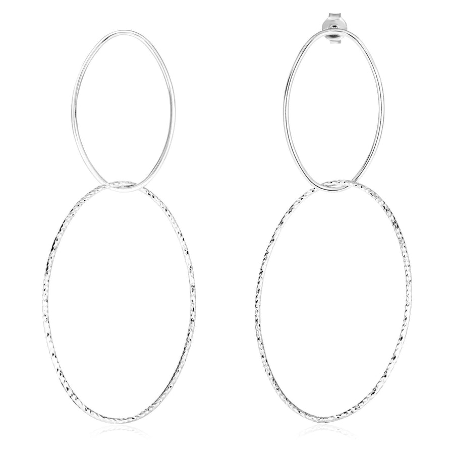Sterling Silver Interlocking Oval Dangle Earrings